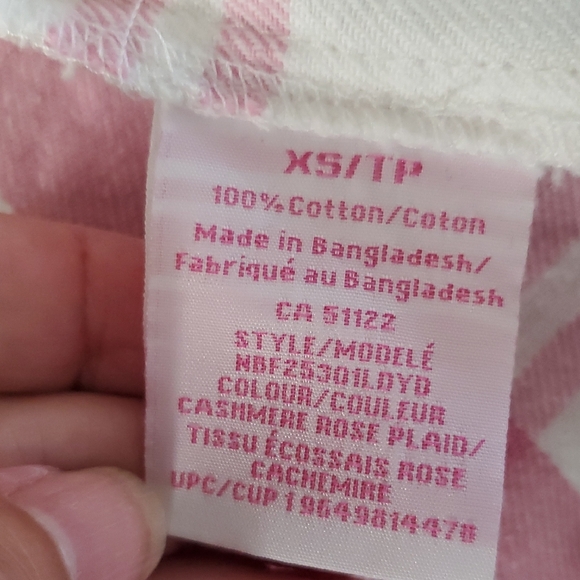 Oversized Flannel NOBO Pink and White Plaid Crop Top - Picture 6 of 8